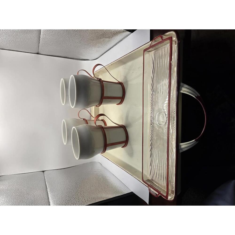 MCM Elegant 4-Piece Coffee Mug Set with Tray